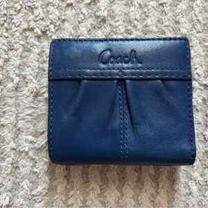 Coach Small Pleated Leather Wallet in Deep Blue